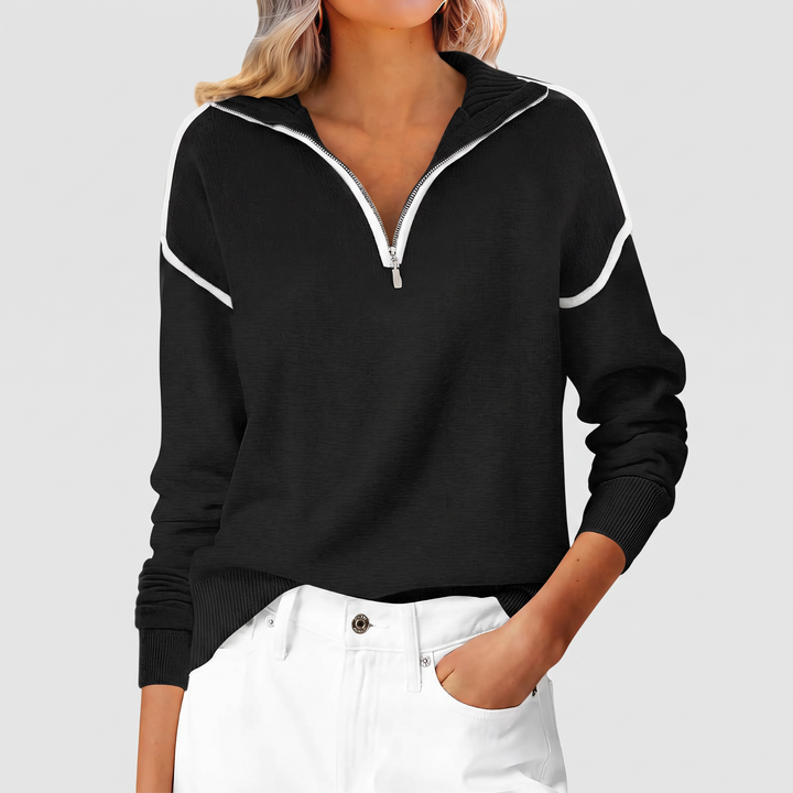 Women's Color Block Half Zip Knit Pullover Sweater