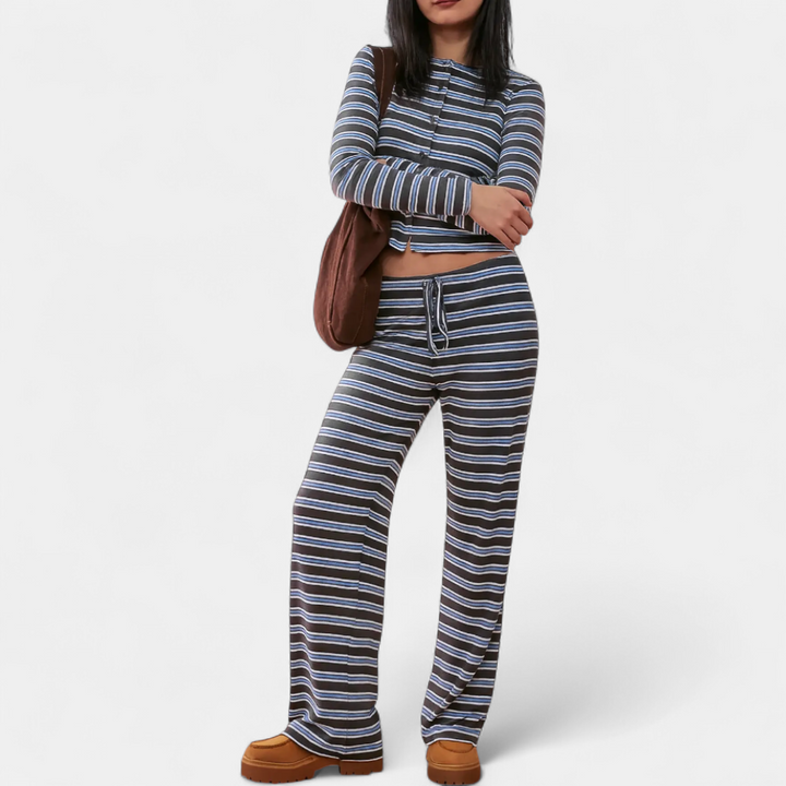 ROXLYN™ – Colorblock Striped Lounge Two-Piece Set