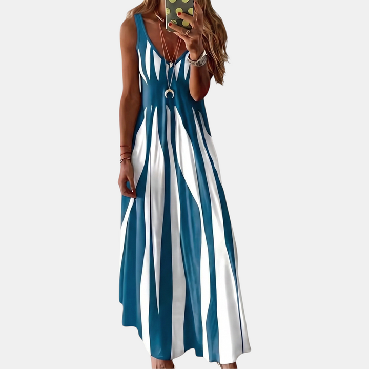 Women's Spaghetti Strap V-Neck Boho Sundress Long Dress