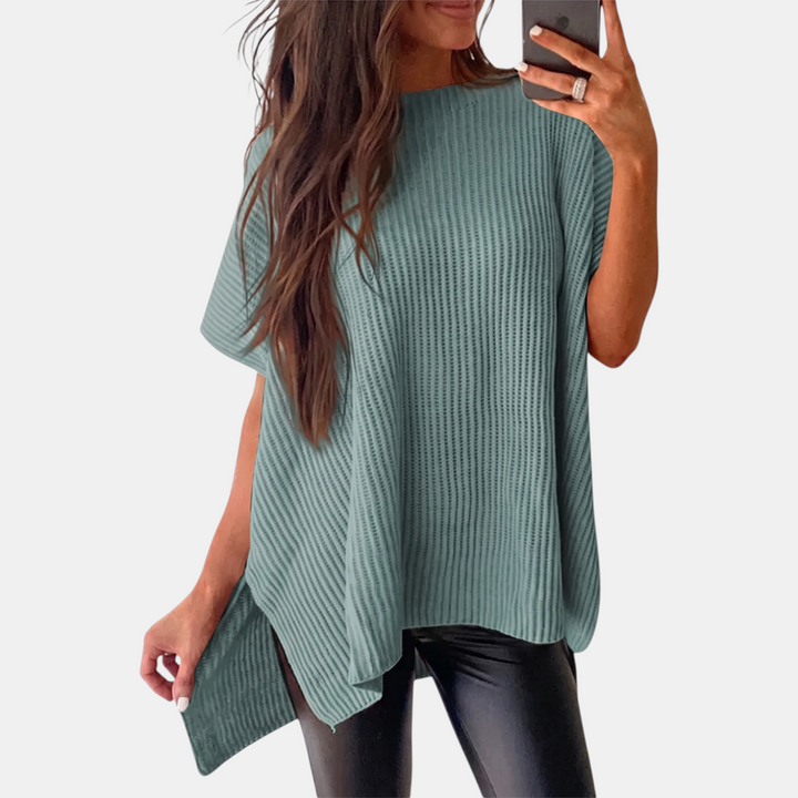 Women's Oversized Drop Shoulder Puff Sleeve Knit Pullover Sweater