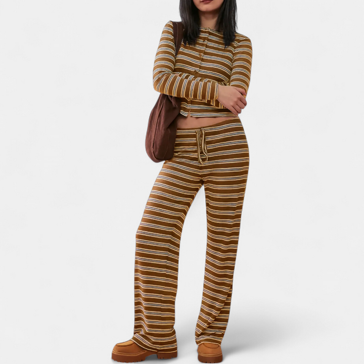 ROXLYN™ – Colorblock Striped Lounge Two-Piece Set