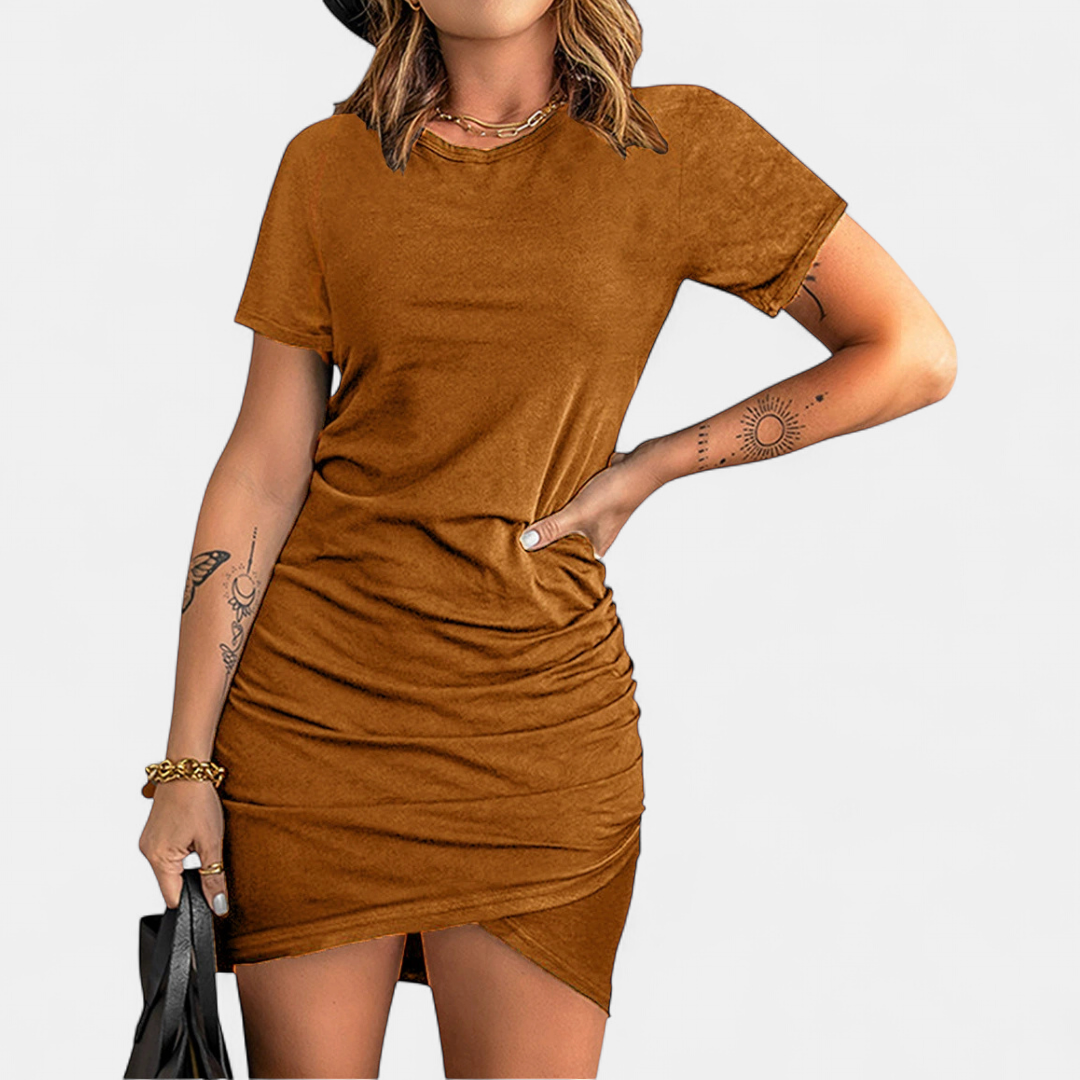 NIXIE™ – Ruched Bodycon Short Sleeve Dress