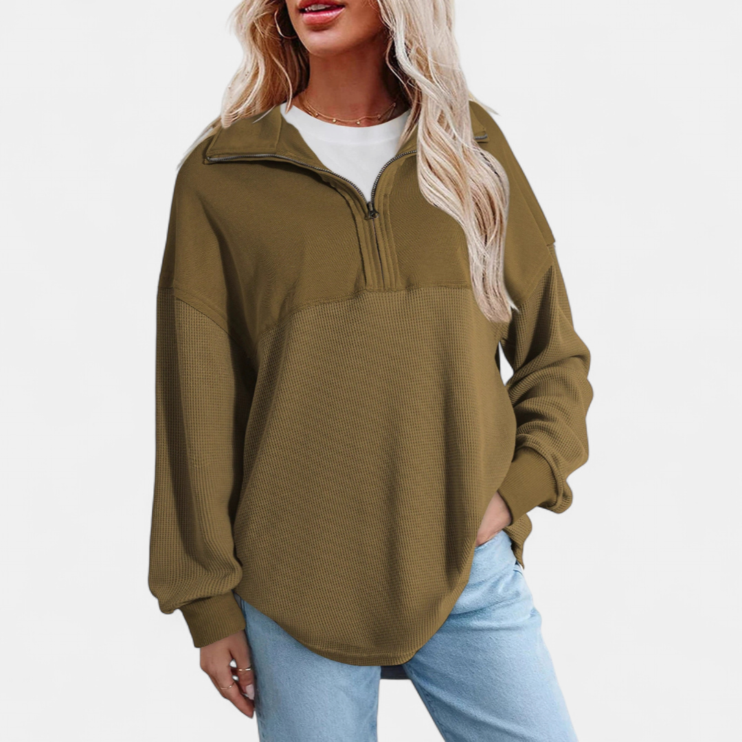 KENSEY™ – Relaxed Waffle Knit Pullover Top