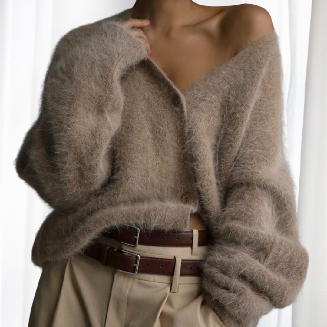 VYOMI™ - Comfy Button Front Drop Shoulder Cardigan
