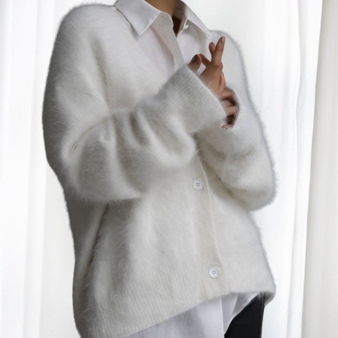 VYOMI™ - Comfy Button Front Drop Shoulder Cardigan