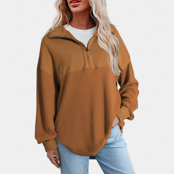 KENSEY™ – Relaxed Waffle Knit Pullover Top
