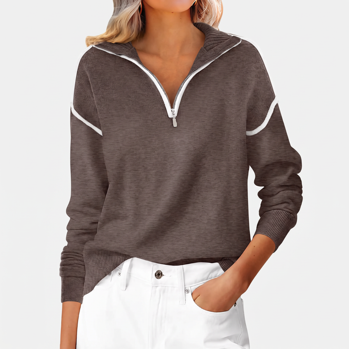 Women's Color Block Half Zip Knit Pullover Sweater