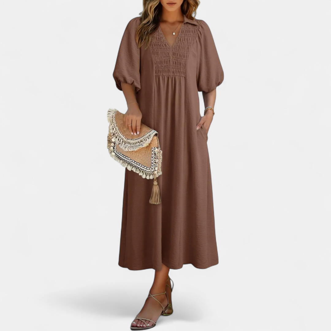 MERIDIAN™ – Breezy Puff Sleeve A-Line Dress