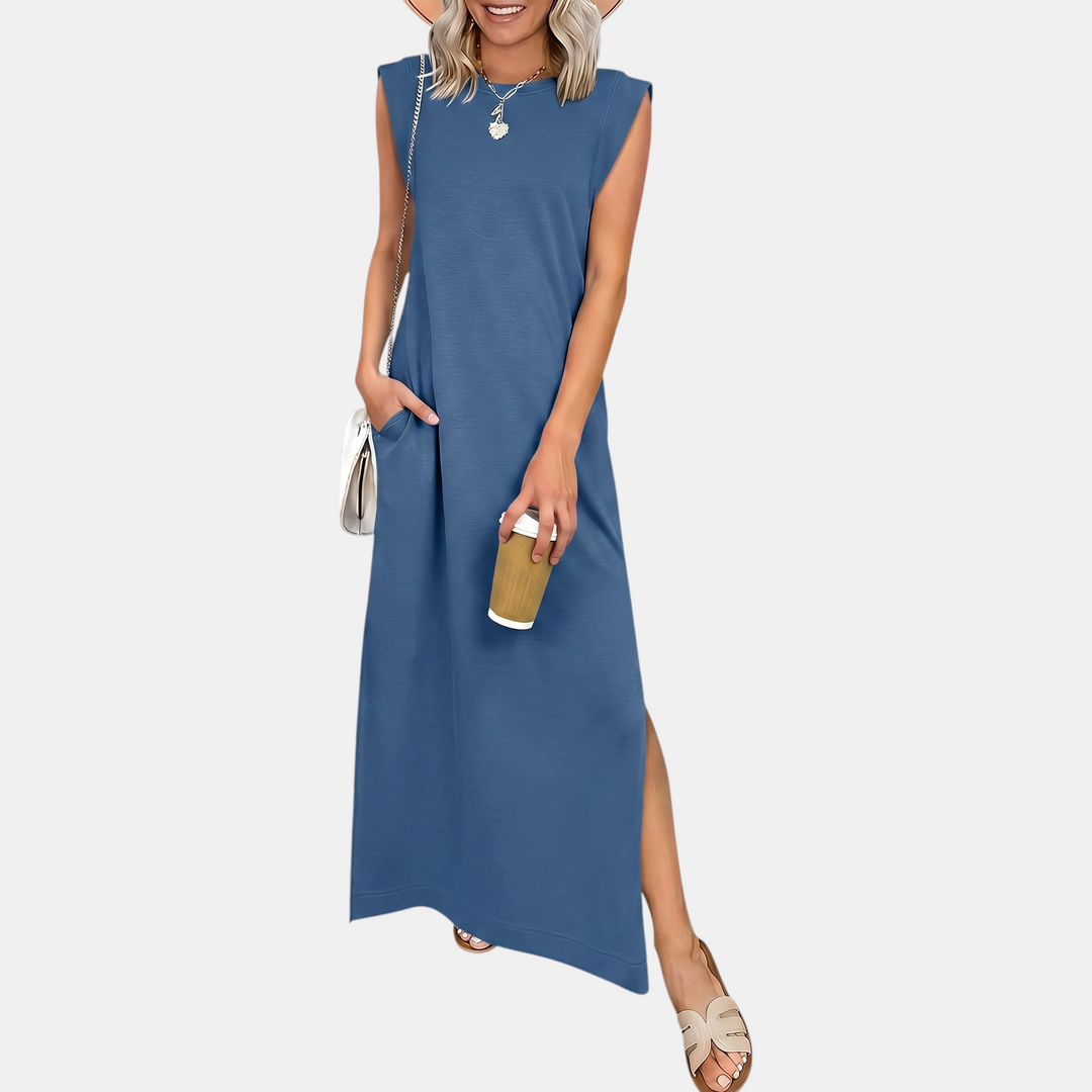 Women's Sleeveless Loose Fit Split Hem Maxi Sundress