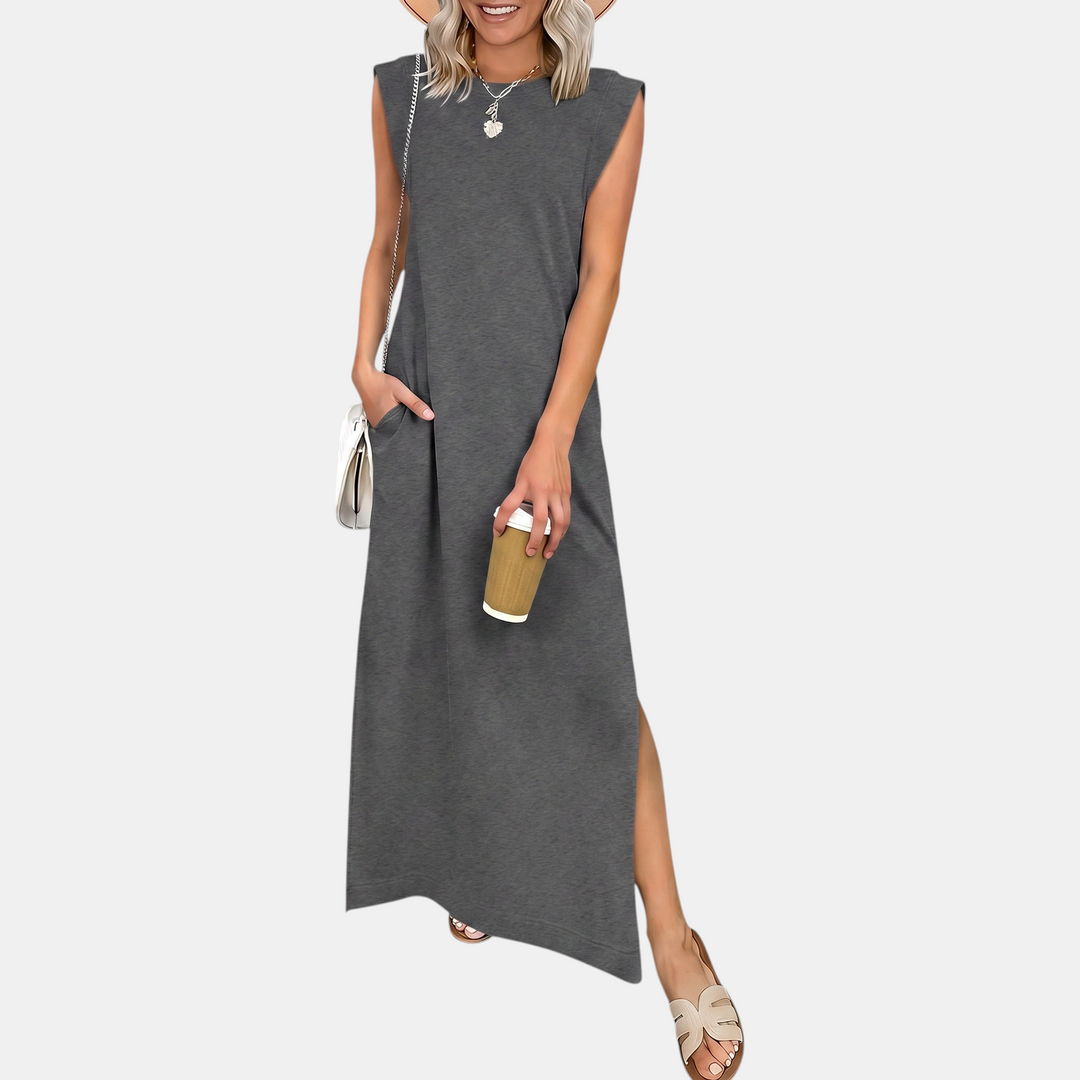 Women's Sleeveless Loose Fit Split Hem Maxi Sundress