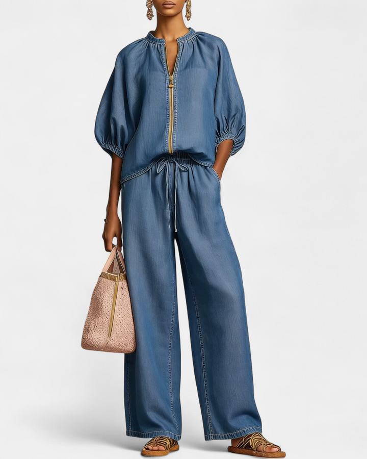 DEXTRA™ – Relaxed Zip-Up Wide-Leg Two-Piece Set