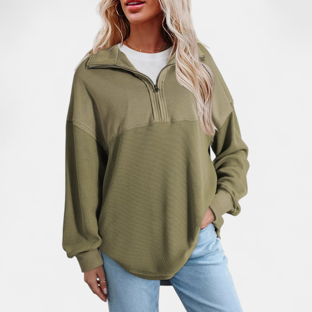 KENSEY™ – Relaxed Waffle Knit Pullover Top