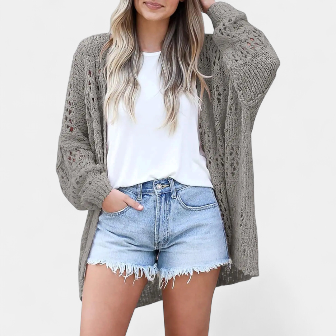 FIORELLA™ – Boho Hollow-Out Knit Cardigan