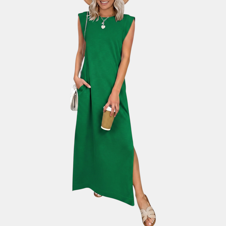 Women's Sleeveless Loose Fit Split Hem Maxi Sundress