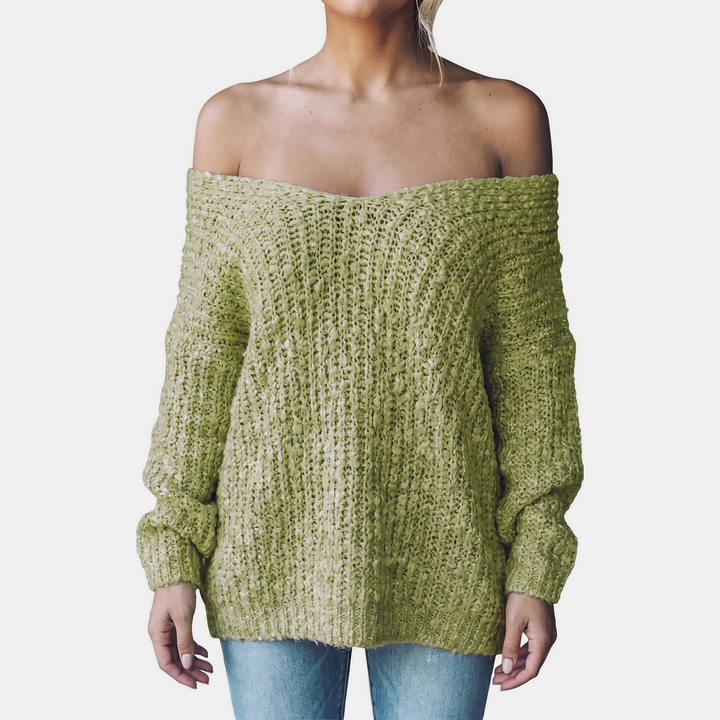 Women's Bow Cuff Crew Neck Knit Pullover Sweater
