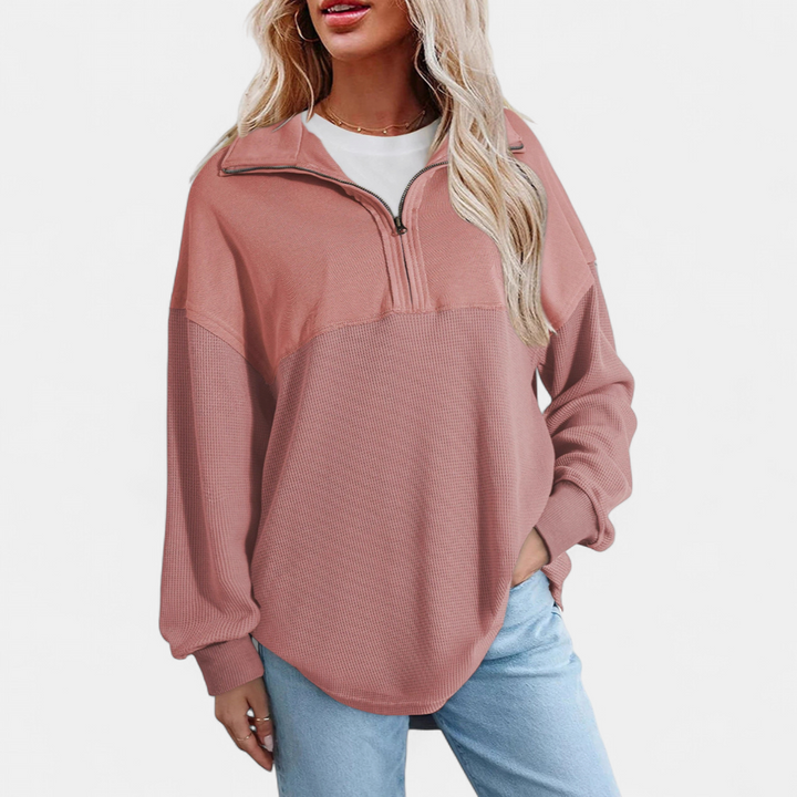 KENSEY™ – Relaxed Waffle Knit Pullover Top
