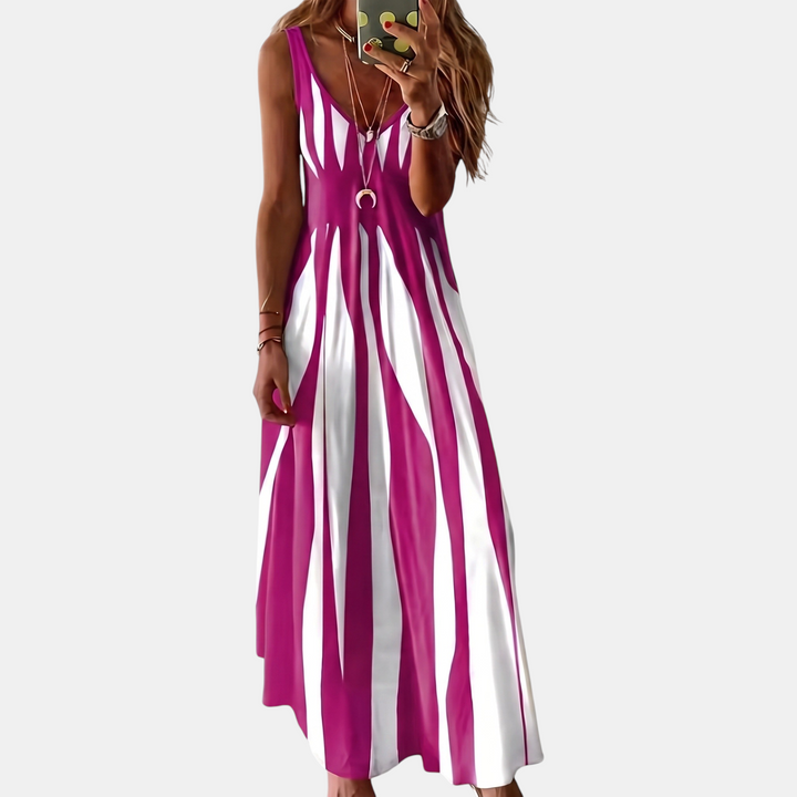 Women's Spaghetti Strap V-Neck Boho Sundress Long Dress