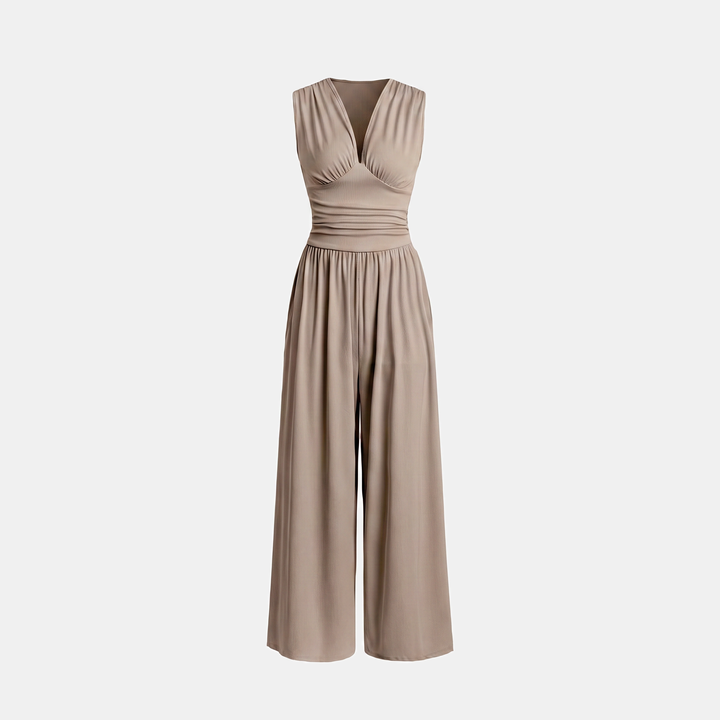 Women's Sleeveless Wide Leg Ribbed Jumpsuit