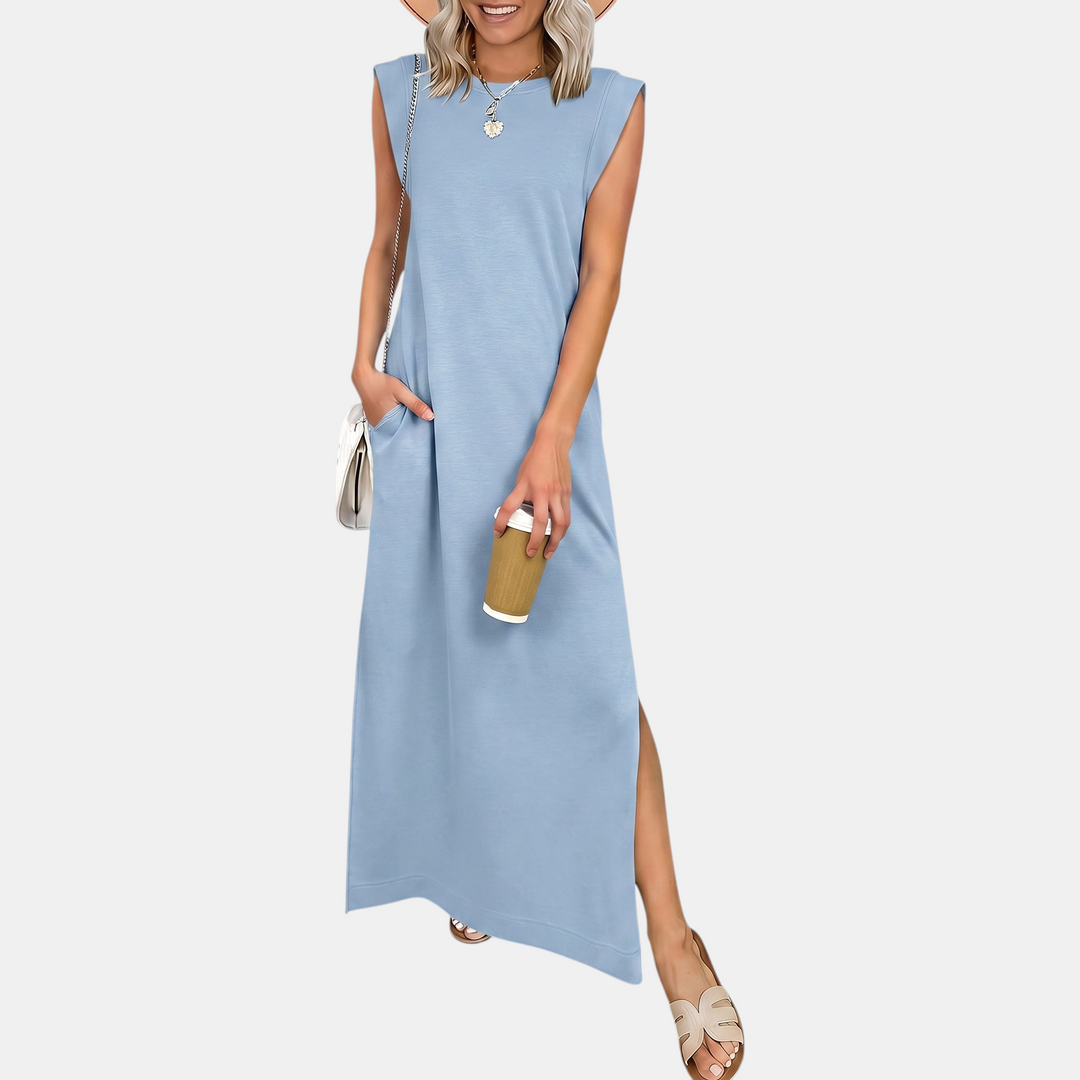Women's Sleeveless Loose Fit Split Hem Maxi Sundress