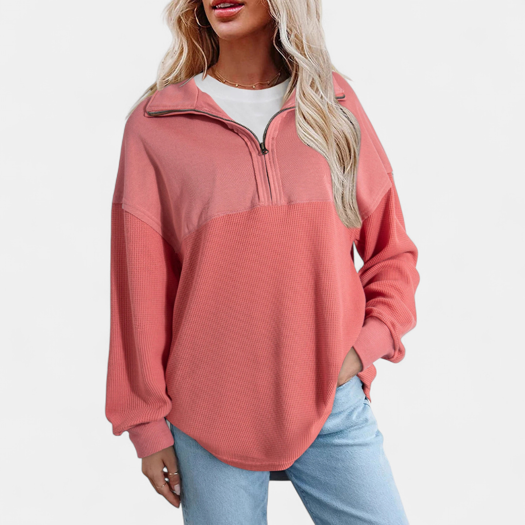 KENSEY™ – Relaxed Waffle Knit Pullover Top