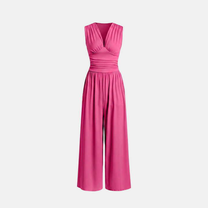 Women's Sleeveless Wide Leg Ribbed Jumpsuit
