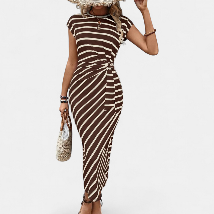 SOLÈNE™ – Boho Waist-Tie Flowy Maxi Dress