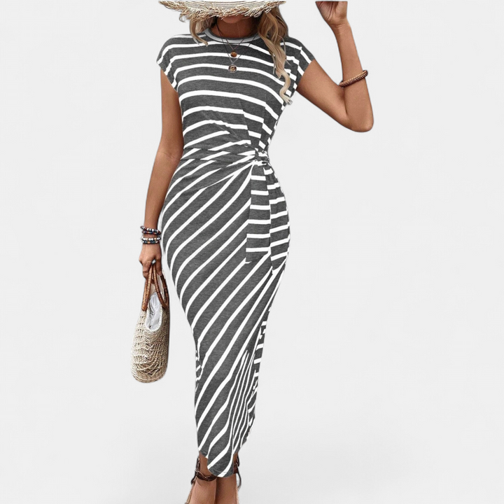 SOLÈNE™ – Boho Waist-Tie Flowy Maxi Dress
