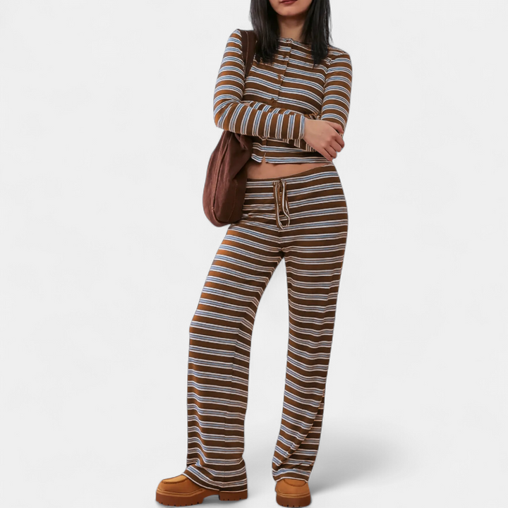 ROXLYN™ – Colorblock Striped Lounge Two-Piece Set