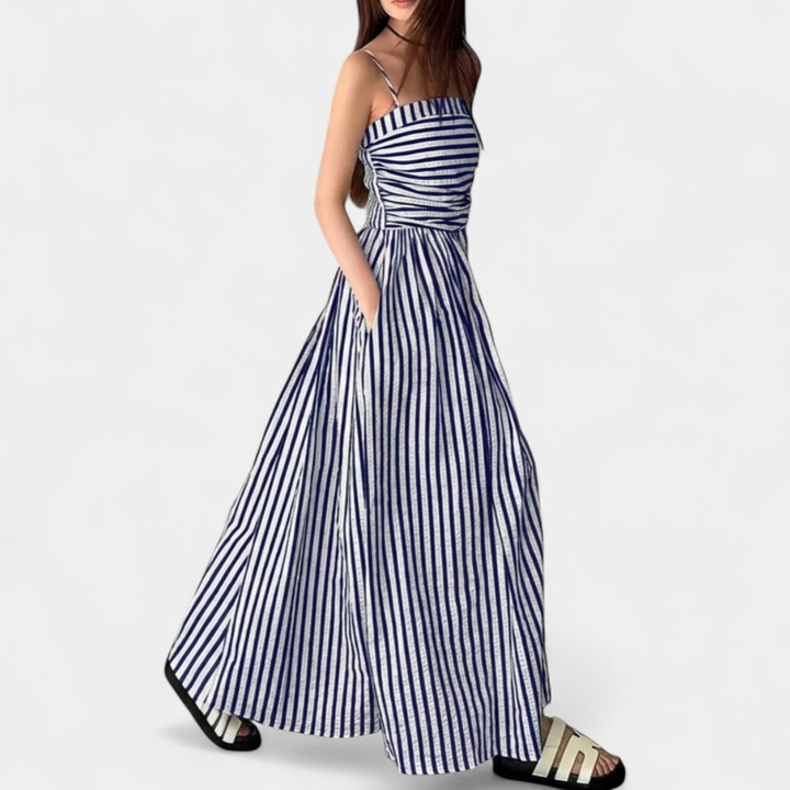 SOLÈNE™ – Striped Spaghetti Strap Maxi Dress
