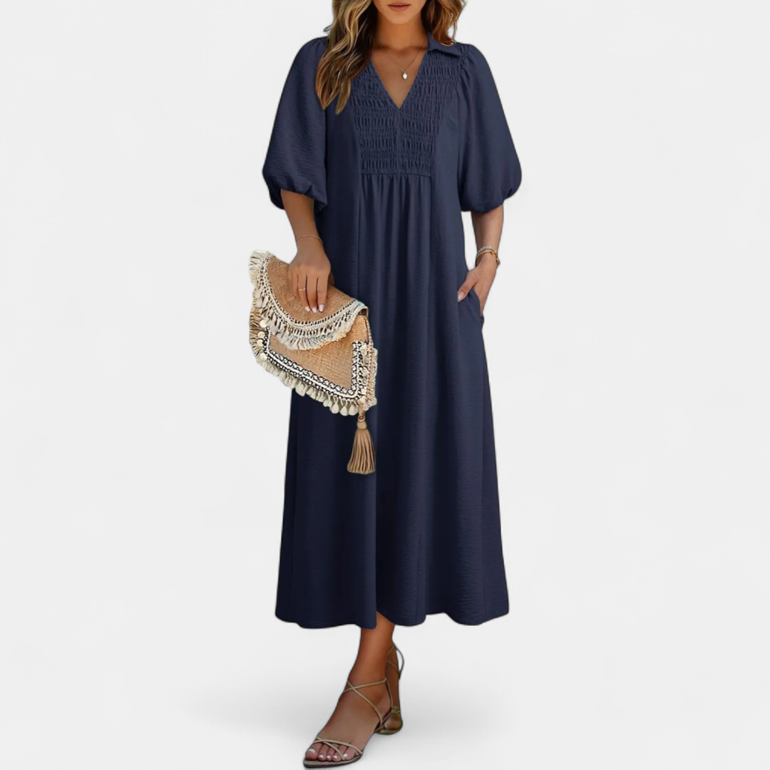 MERIDIAN™ – Breezy Puff Sleeve A-Line Dress