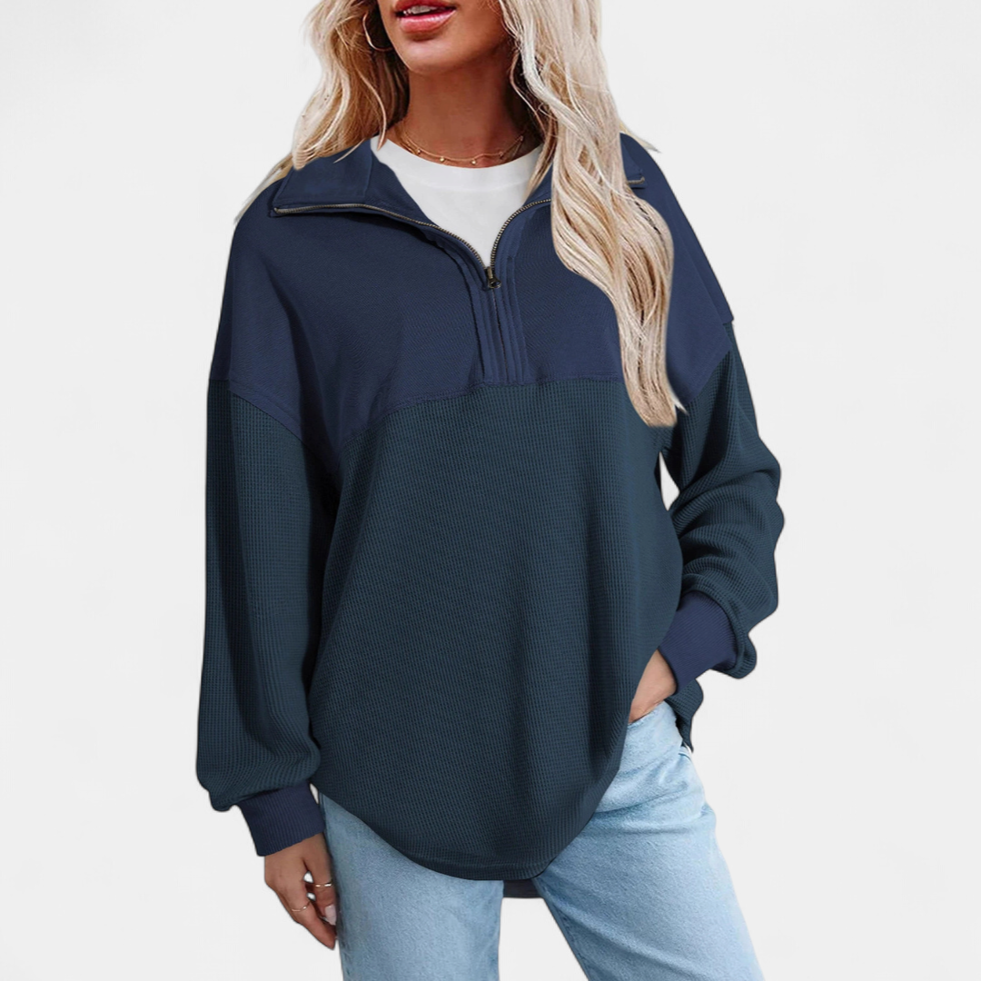 KENSEY™ – Relaxed Waffle Knit Pullover Top