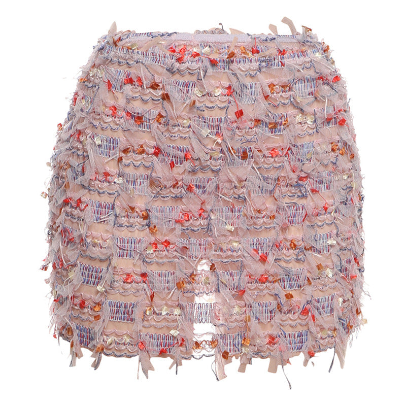 MARIA™ – Chic Fringe Detail High-Waist Mini Skirt