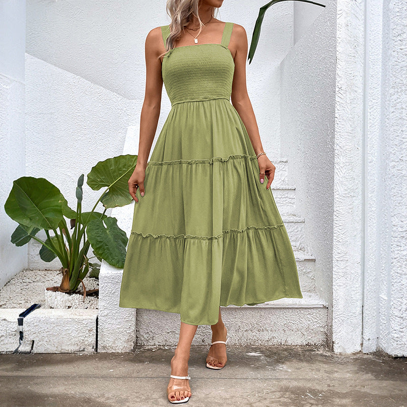 FIORELLE™ – Vintage Frill Hem Shirred Backless Sundress