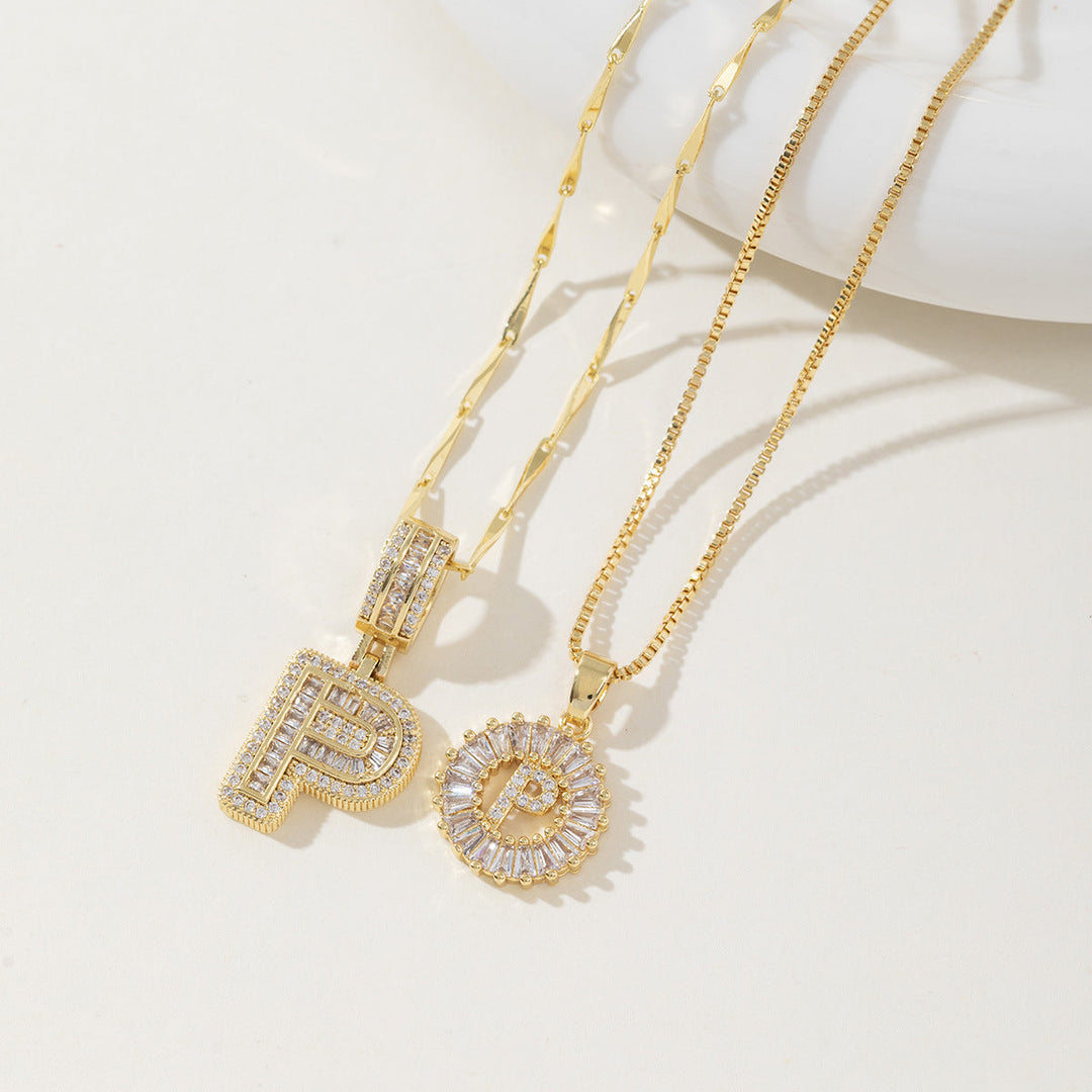 AISHA™ - Elegant 2-Pack Initial Letter Pendant Necklaces