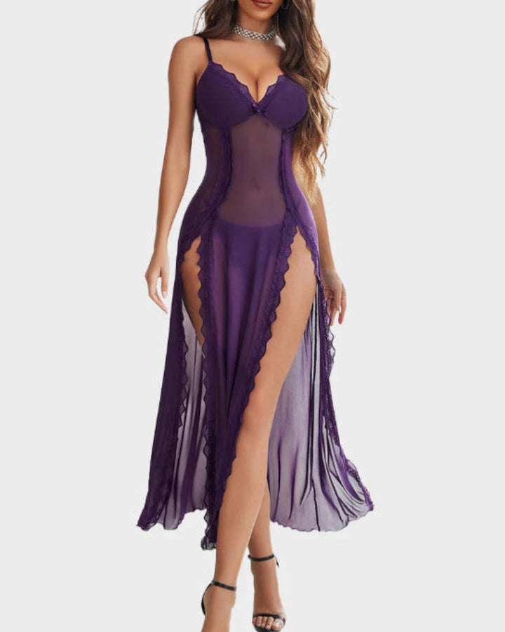 LUZY™ - Casual V-Neck Lingerie Maxi Nightdress