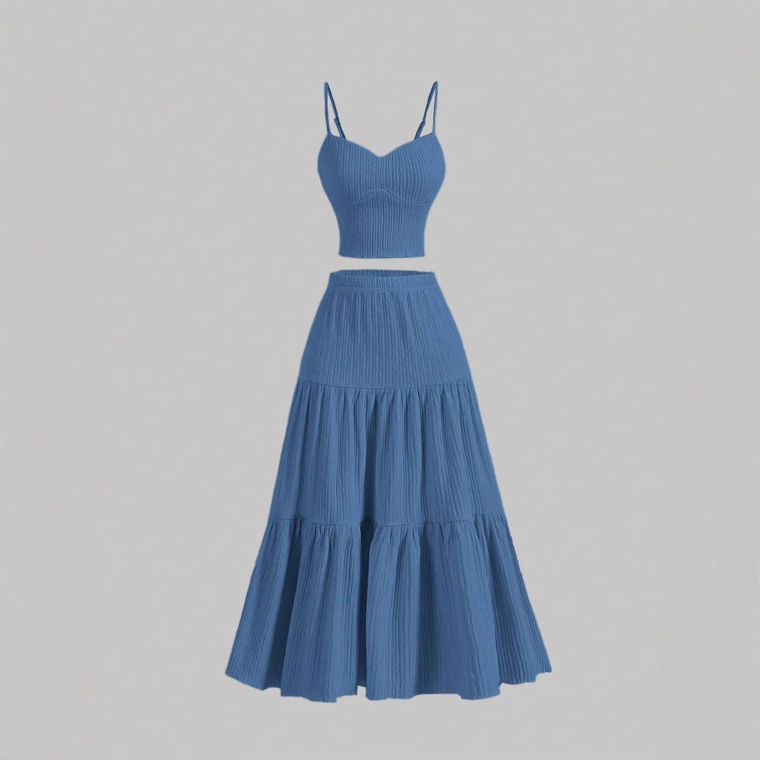 DALI™ - Comfy Sleeveless Crop Top and A-Line Skirt Set