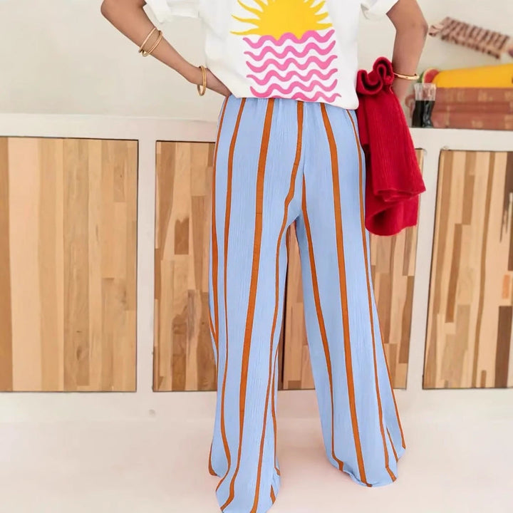 CHARO™ – Comfy Striped Wide-Leg Lounge Trousers