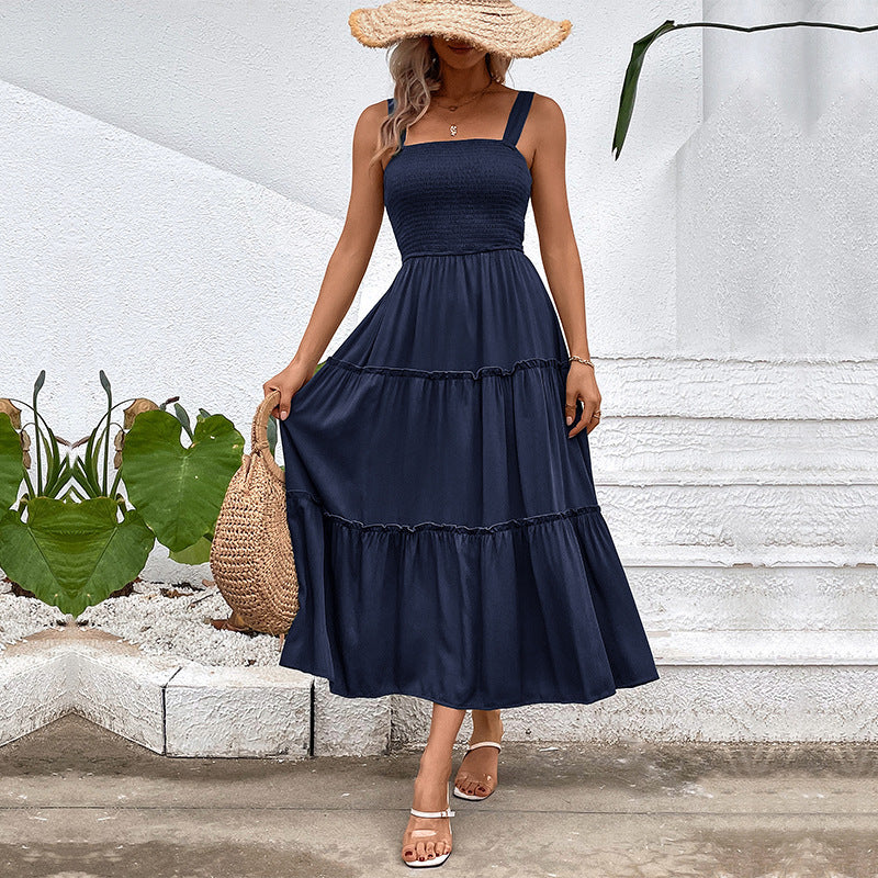 FIORELLE™ – Vintage Frill Hem Shirred Backless Sundress