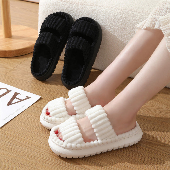 SIRA™ – Cozy Fluffy Open-Toe Home Slippers