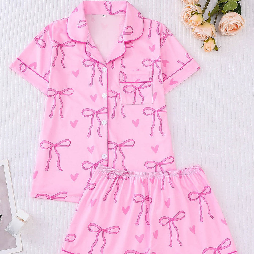 SHAKILA™ - Casual Crop Shirt and Short Pajama Set