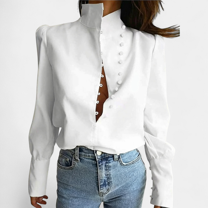 CADEN™ – Relaxed Cotton Button-Front Blouse