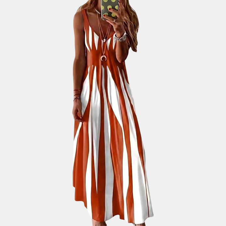 Women's Spaghetti Strap V-Neck Boho Sundress Long Dress