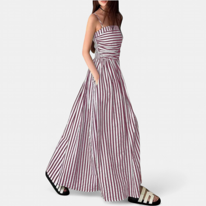 SOLÈNE™ – Striped Spaghetti Strap Maxi Dress