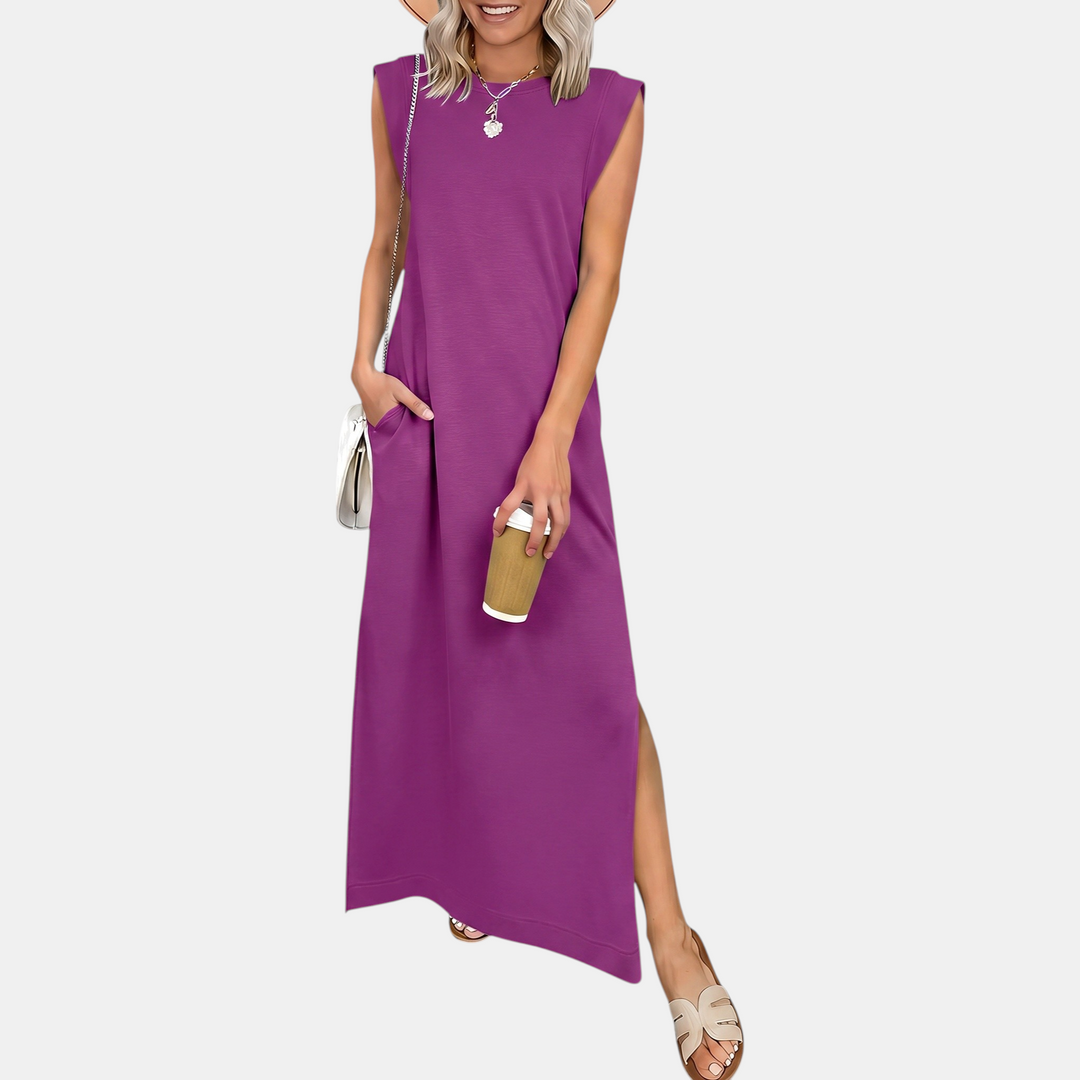 Women's Sleeveless Loose Fit Split Hem Maxi Sundress