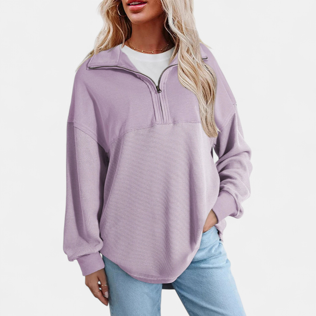 KENSEY™ – Relaxed Waffle Knit Pullover Top