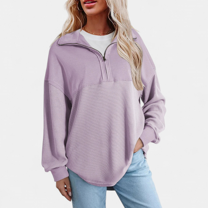 KENSEY™ – Relaxed Waffle Knit Pullover Top