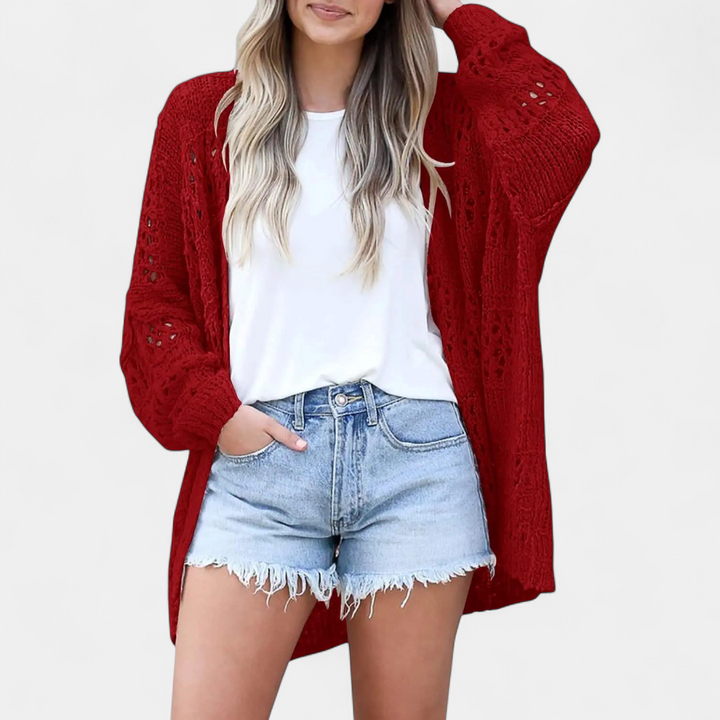 FIORELLA™ – Boho Hollow-Out Knit Cardigan