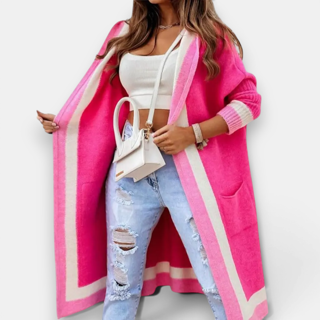 TOLVIE™ – Cozy Striped Hooded Long Cardigan