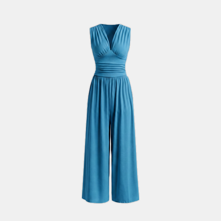 Women's Sleeveless Wide Leg Ribbed Jumpsuit