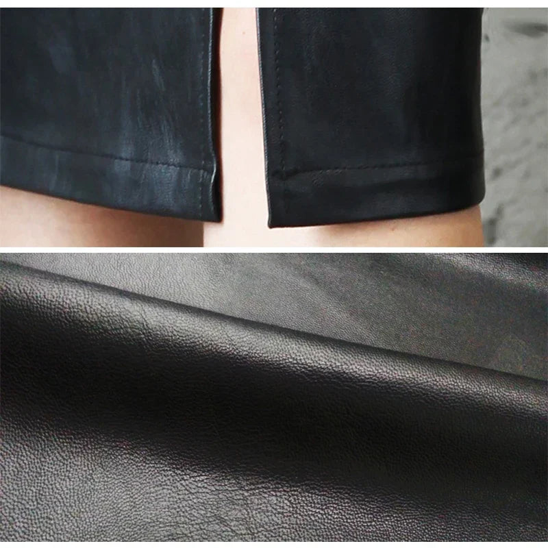MONIQUE™ – Sleek Black Leather Pencil Skirt